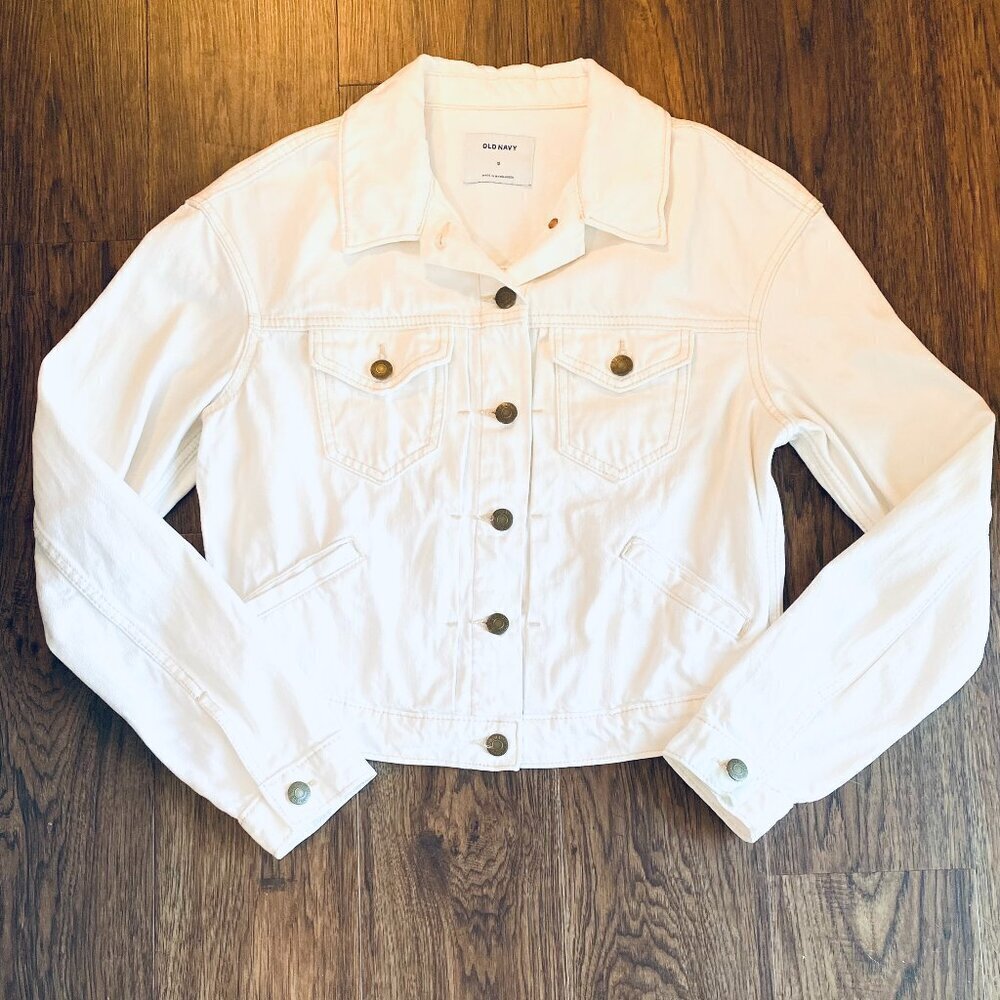 Old Navy Trucker Jacket Small white cotton